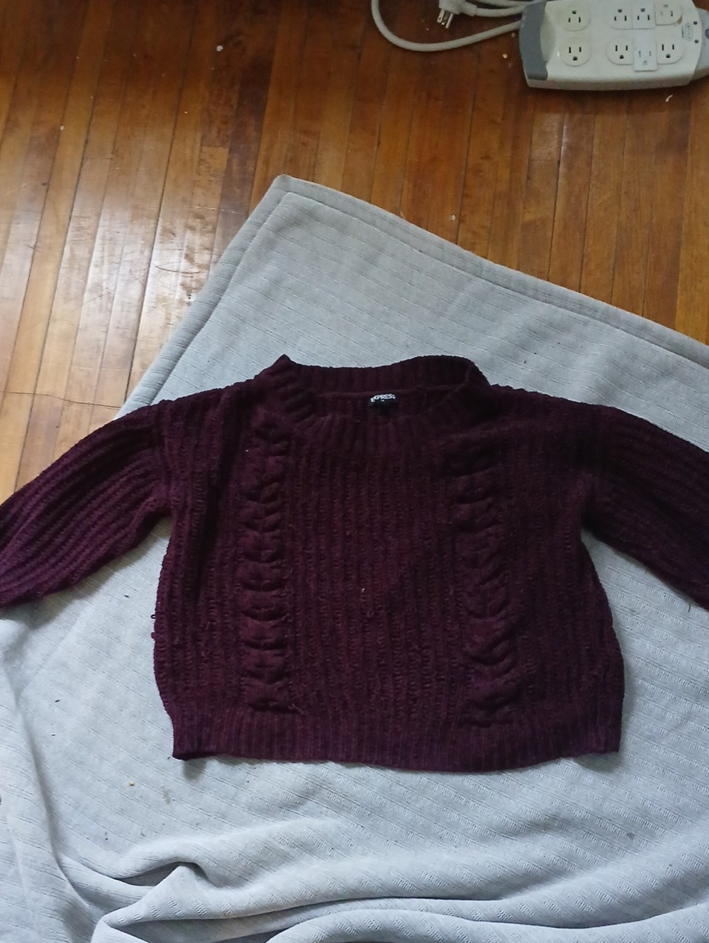 Express Women's Cable Turtleneck Sweater in Burgundy